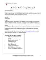 Short Term Mission Participant Handbook - Catch the Fire