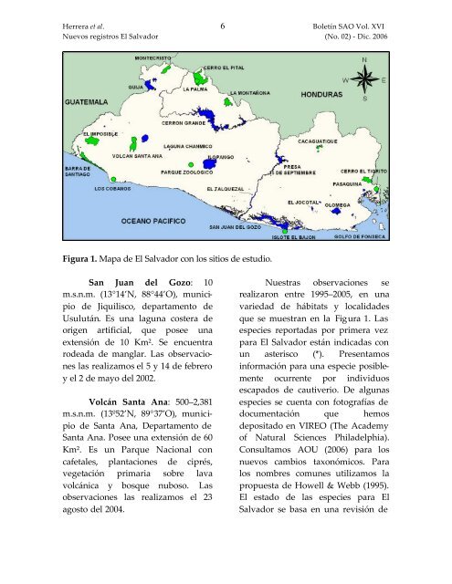 NUEVOS REGISTROS PARA LA AVIFAUNA DE EL SALVADOR