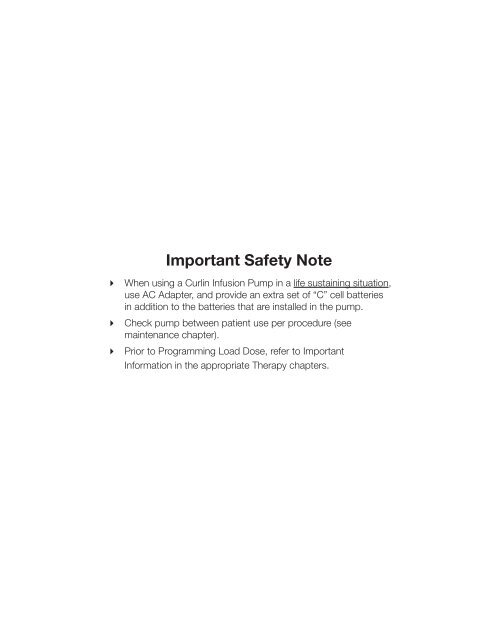 Curlin PainSmart User Manual - Med-E-Quip Locators