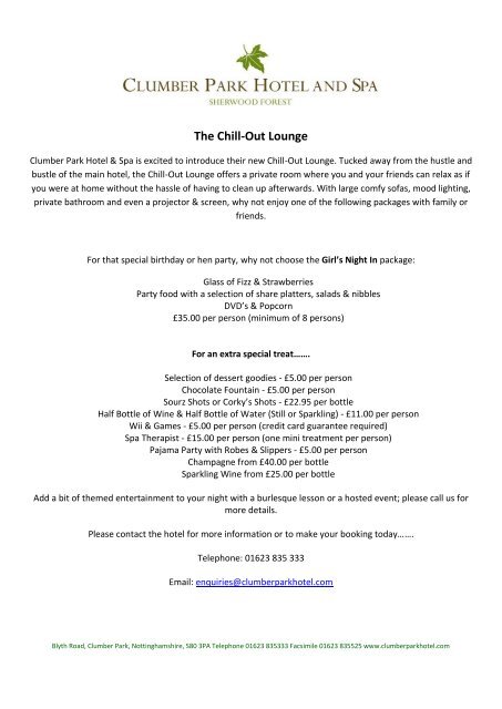 The Chill-Out Lounge - Clumber Park Hotel