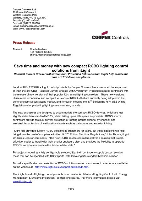 Save time and money with new compact RCBO lighting ... - iLight