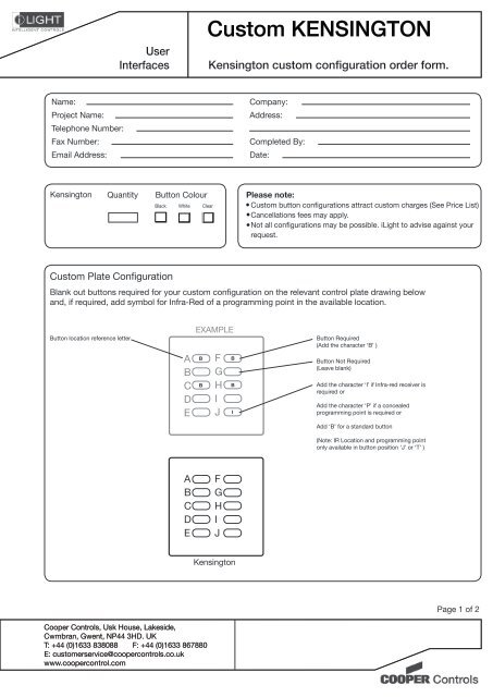 Custom Kensington Order Form - iLight