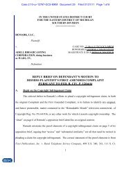 REPLY BRIEF ON DEFENDANT'S MOTION TO DISMISS ...