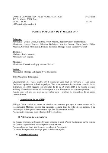 COMITE DEPARTEMENTAL de PARIS NATATION 31/01/2010