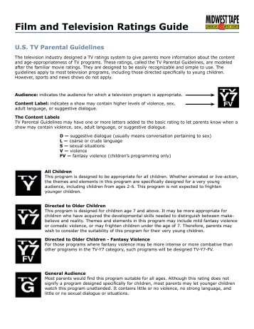 Film and Television Ratings Guide - Midwest Tape