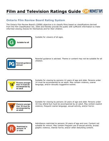 Film and Television Ratings Guide - Midwest Tape