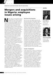 mergers and acquisitions in Nigeria: employee issues arising