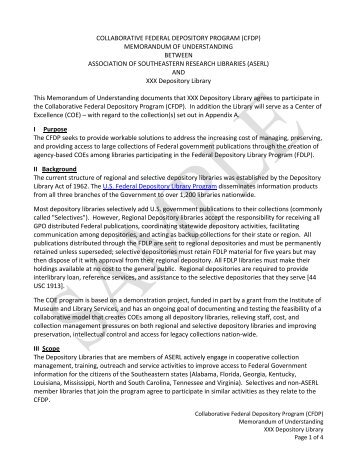 Sample Memorandum of Understanding (MOU) - Association of ...