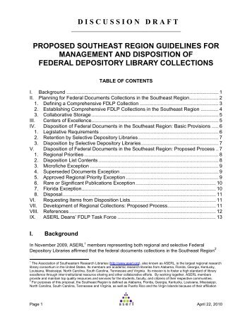 PROPOSED ASERL GUIDELINES FOR - Association of ...