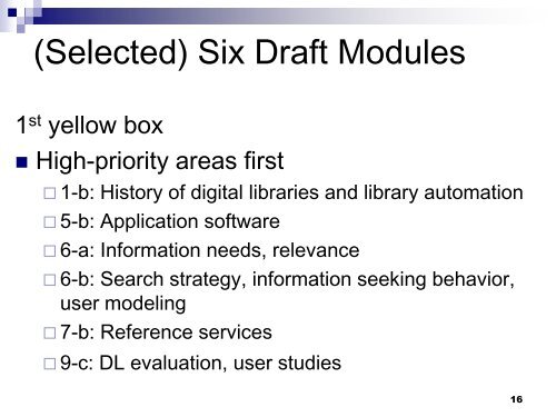 Presentation Slides - Digital Library Curriculum Project - Virginia Tech