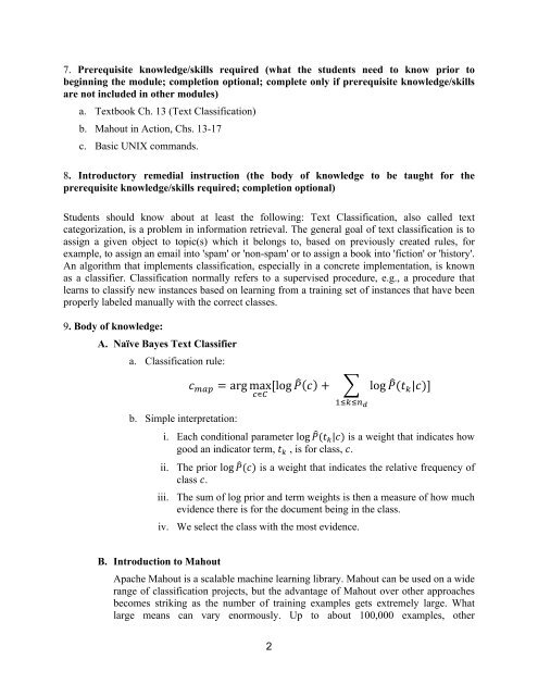 Text Classification using Mahout (Nov. 6, 2012)