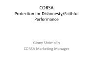CORSA: Protection for Dishonesty/Faithful Performance