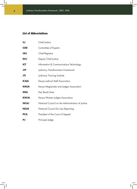 judiciary transformation framework 2012-2016 - The Judiciary