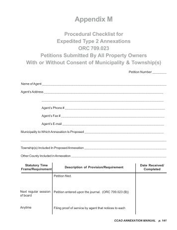 Appendix M - Procedural Checklist for Expedited Type 2 Annexations