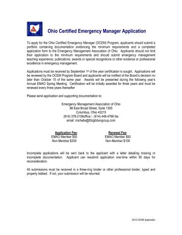 Ohio Certified Emergency Manager Application
