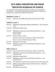 2013 arba convention and show tentative schedule of events