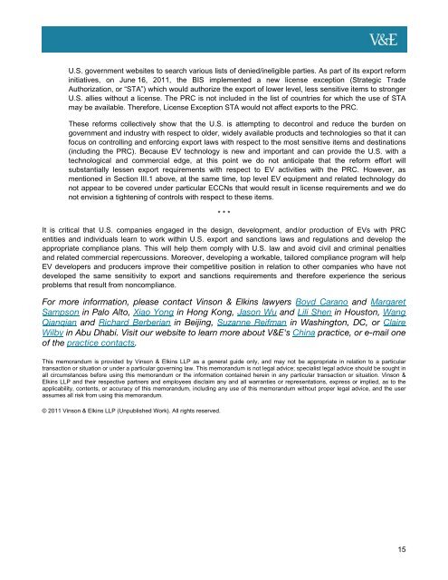 Overview of U.S. Export Controls and Sanctions Issues Relating to ...