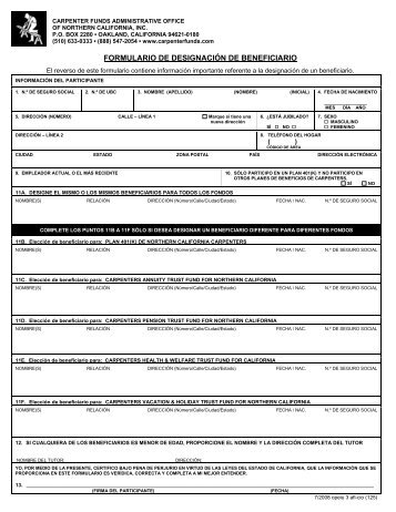 beneficiary designation form - Carpenter Funds Administrative Office