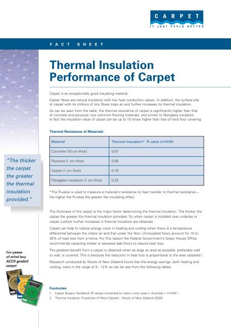 Thermal Insulation Performance of Carpet - Carpet Institute of Australia