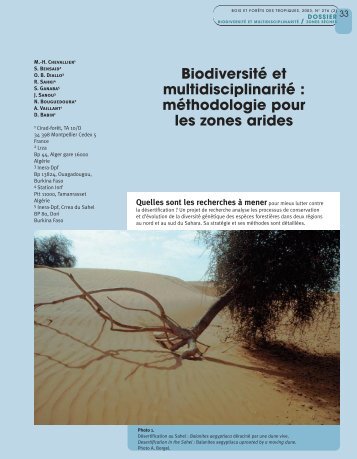 Biodiversité et multidisciplinarité : méthodologie pour les zones arides