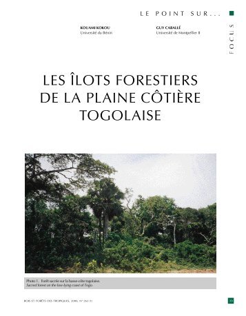 les îlots forestiers de la plaine côtière to golaise - Bois et forêts des ...