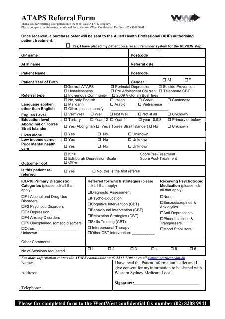 ATAPS Referral Form - WentWest