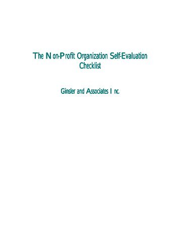 The Non-Profit Organization Self-Evaluation Checklist