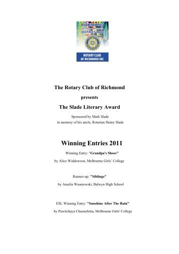 the Slade Literary Awards 2011