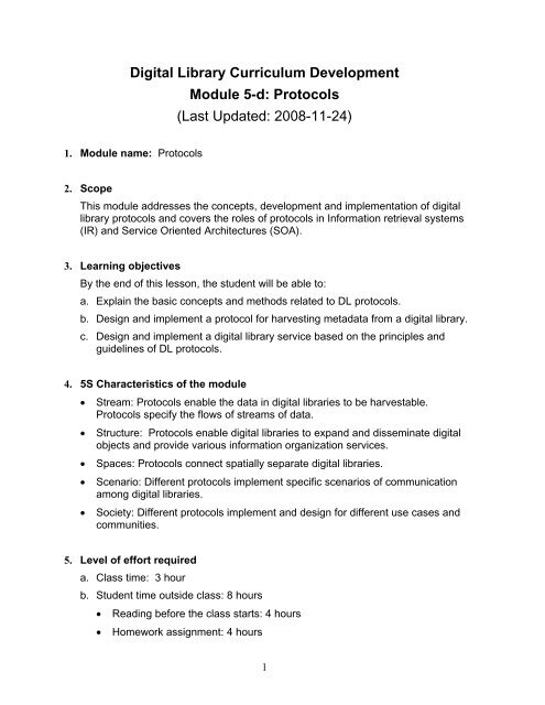 Digital Library Curriculum Development Module 5-d: Protocols (Last ...