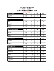 JET AIRWAYS/JETLITE CARGO TARIFF EFFECTIVE NOVEMBER ...