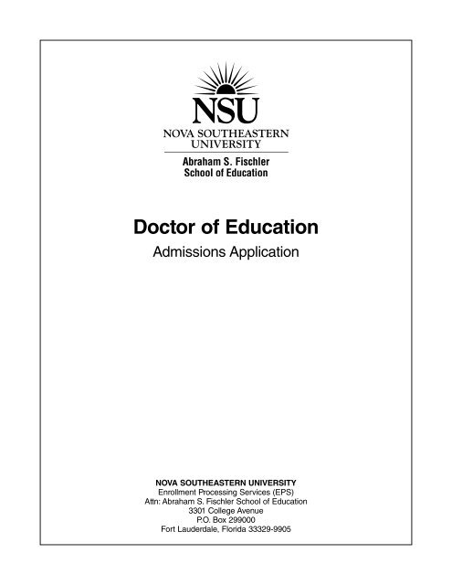 Application for Admission - 1 - Nova Southeastern University