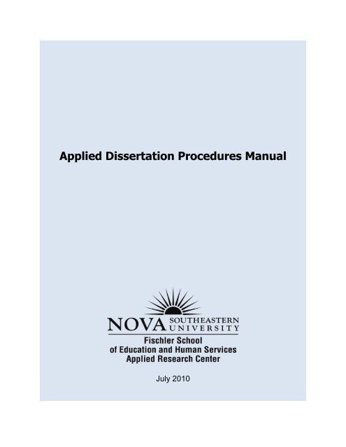 Applied Dissertation Procedures Manual - 1 - Nova Southeastern ...