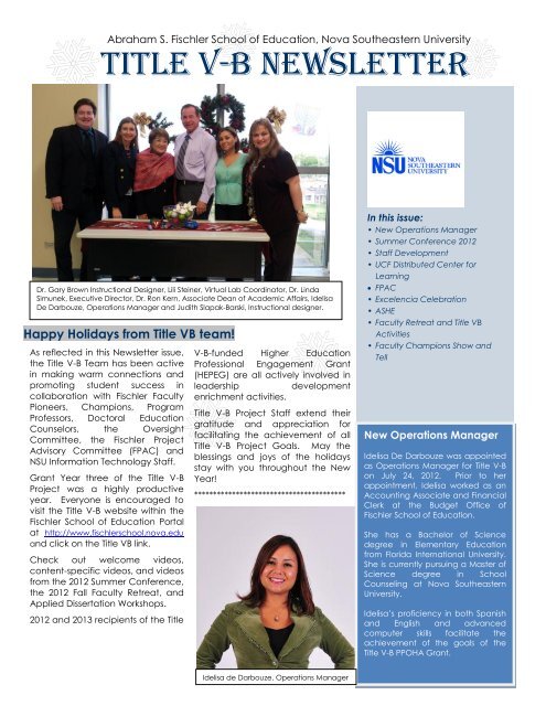 TITLE V-B NEWSLETTER - 1 - Nova Southeastern University