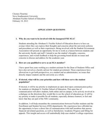 FSE SGA Executive Board Application Questions - 1 - Nova ...