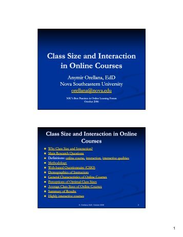 Class Size and Interaction in Online Courses - 1 - Nova ...