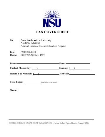 Request Transfer of Credit - 1 - Nova Southeastern University