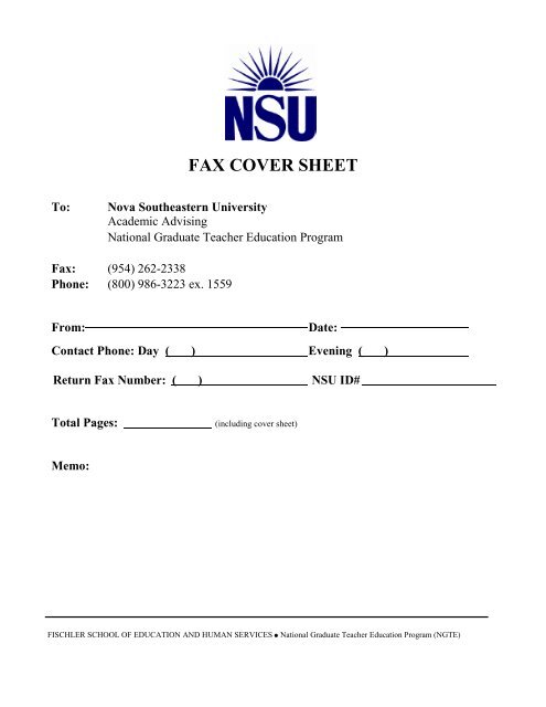 Request Transfer of Credit - 1 - Nova Southeastern University