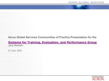 Xerox Communities of Practice - 06/03 - Presentation by Jack Merklein