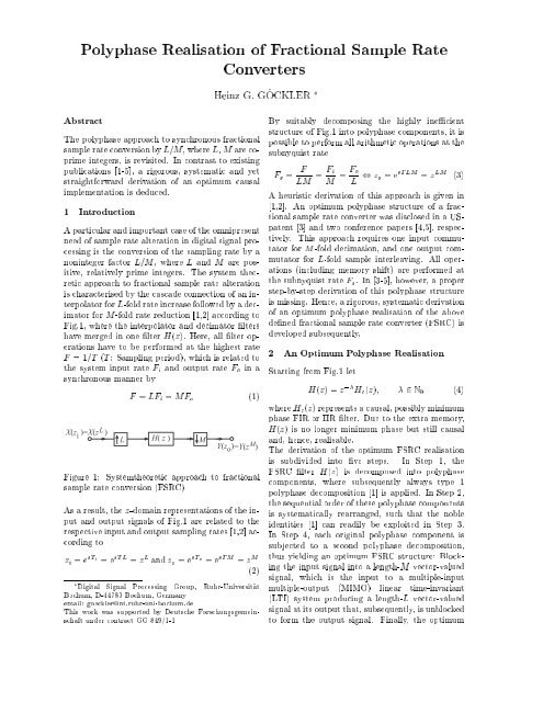 Polyphase Realisation of Fractional Sample Rate Converters