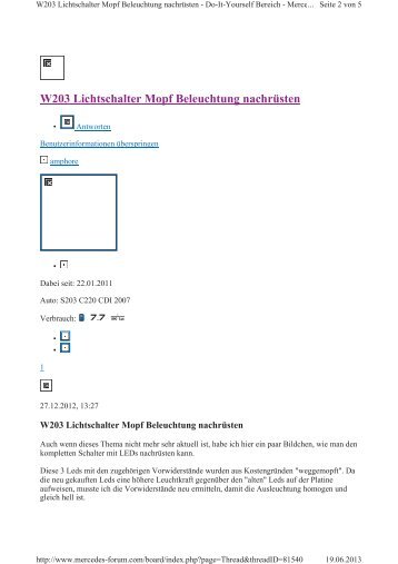 W203 Lichtschalter Mopf Beleuchtung nachrÃ¼sten - marcs-page.de