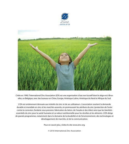 Le zinc...un matÃ©riau durable - International Zinc Association