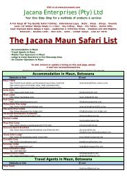 The Jacana Maun Safari List Accommodation in ... - Jacanaent.com