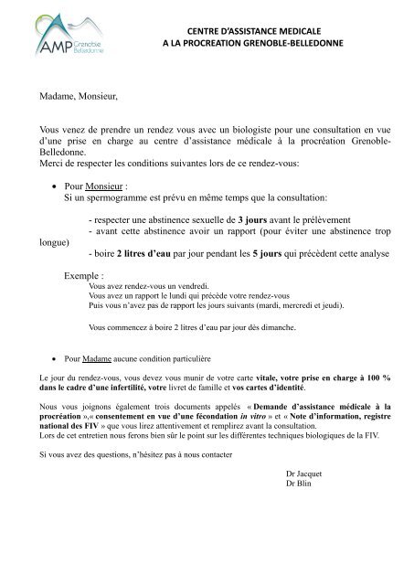 Documents utiles pour consultation en vue d'une FIV - Oriade