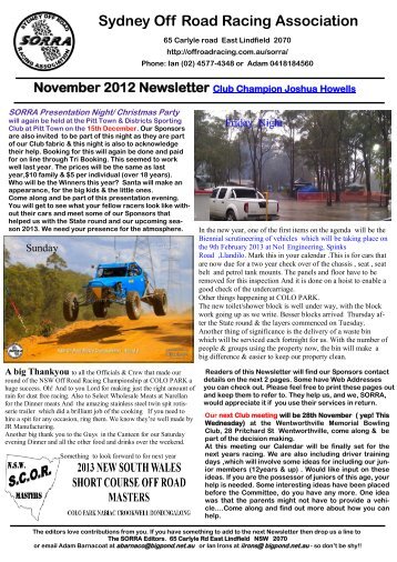 Sydney Off Road Racing Association - Sorra