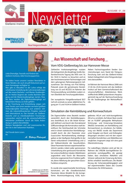 Ausgabe 1 2008 - GieÃerei-Institut der RWTH Aachen