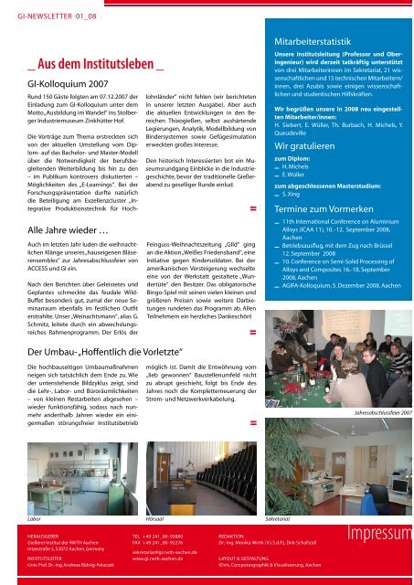 Ausgabe 1 2008 - GieÃerei-Institut der RWTH Aachen