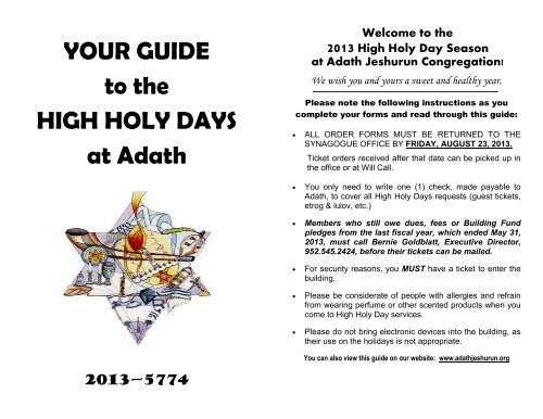 Information Booklet - Adath Jeshurun Congregation