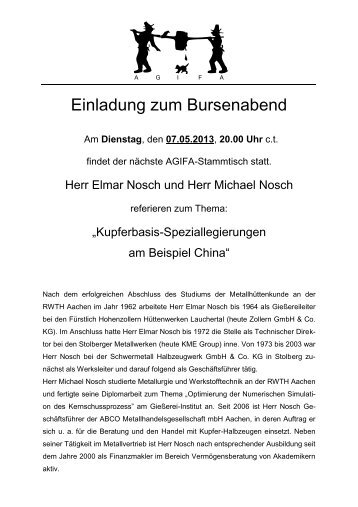 Einladung zum Bursenabend - GieÃerei-Institut der RWTH Aachen
