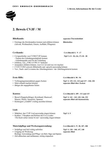 2. Beweis CVJF / M - Cevi Embrach-Oberembrach