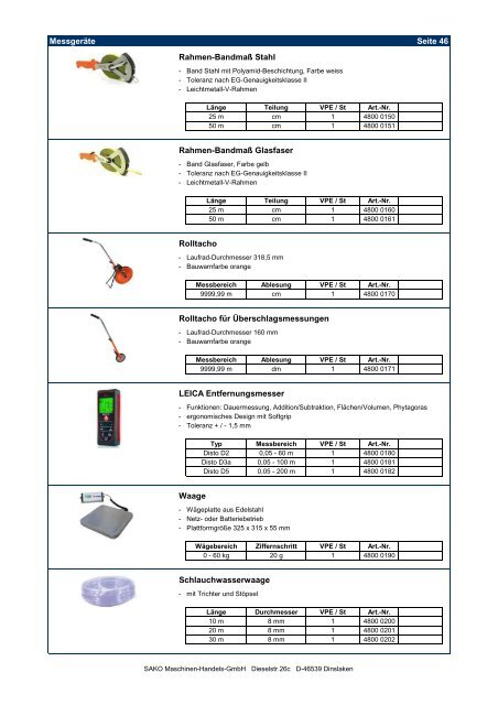 Produktkatalog 2012 - sako-gmbh.de